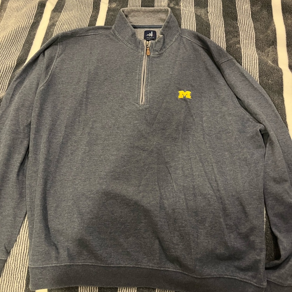 Michigan Johnny O navy Quarter-Zip Sweater